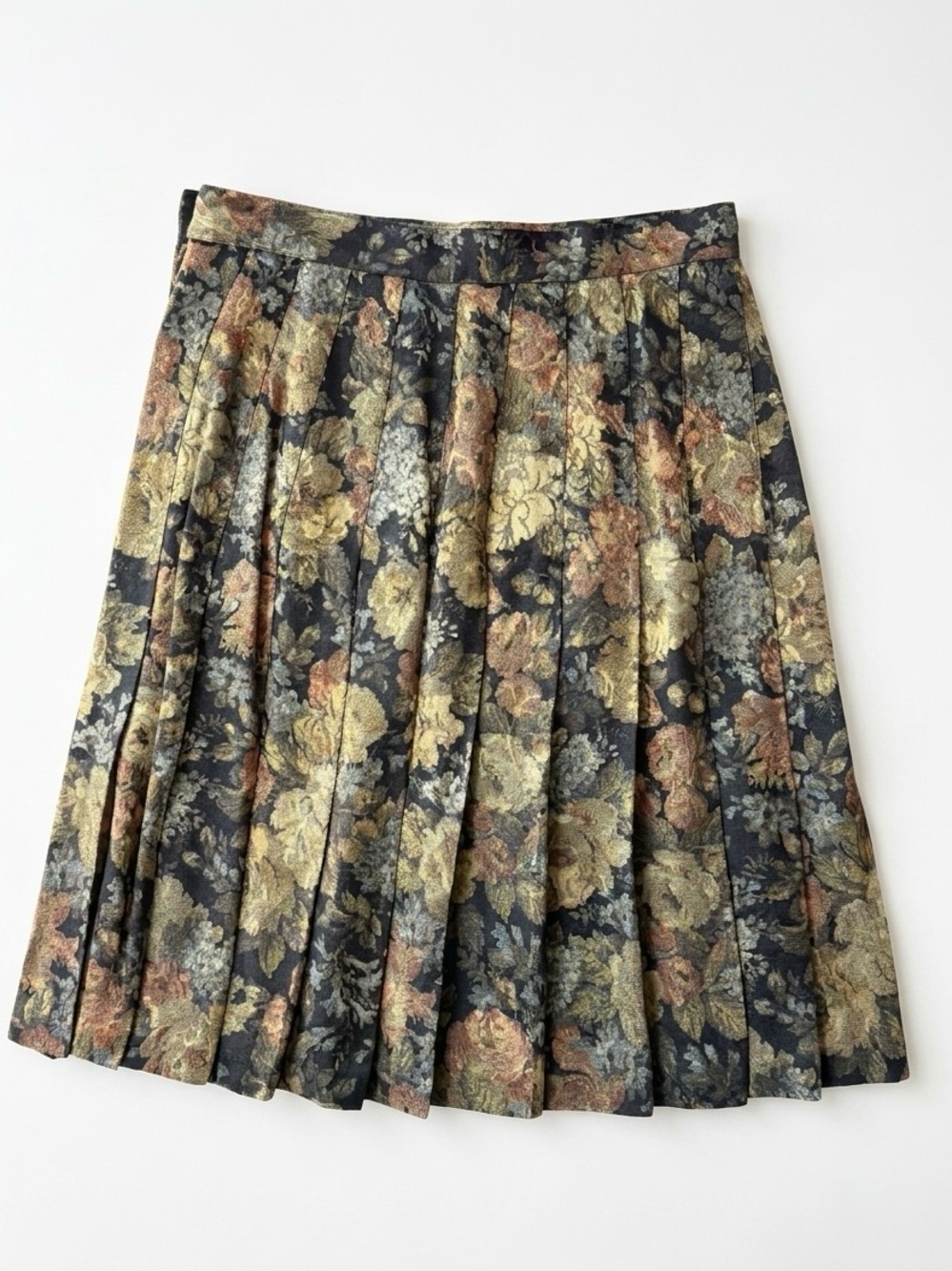 Vintage Michael K & Company Floral Gobelin Tapestry Pleated Midi Skirt Size 10